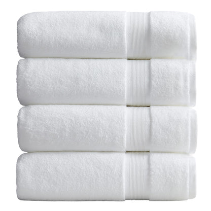 Springtree Home Luxury Bamboo Rayon Bath Towel Set of 4 | 35% Bamboo Rayon - 65% Zero Twist Cotton | Absorbent Quick-Dry Towels for Bathroom | Oeko-TEX Standard 100 Cotton | White - 4 Pack