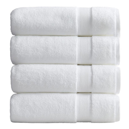 Springtree Home Luxury Bamboo Rayon Bath Towel Set of 4 | 35% Bamboo Rayon - 65% Zero Twist Cotton | Absorbent Quick-Dry Towels for Bathroom | Oeko-TEX Standard 100 Cotton | White - 4 Pack