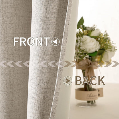 MIULEE Blackout Curtains - 100% Thermal Insulated Linen Textured Drapes | 52 x 54 Inch (2 Panels) for Bedroom & Living Room