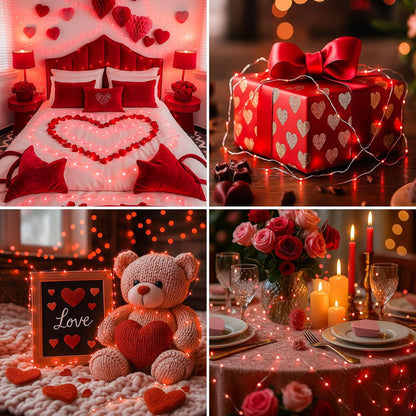 Skiennix 6 Pack Fairy Lights - 7ft Battery Operated 20 LED Twinkle Lights | Waterproof Mini String Lights for DIY Party & Wedding Decor - Red