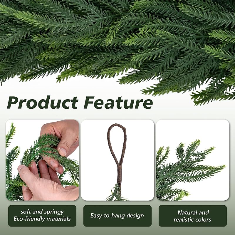 2-Pack 9ft Real Touch Norfolk Pine Garland with Butterfly Bows