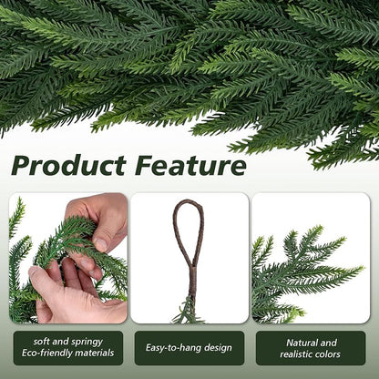 2-Pack 9ft Real Touch Norfolk Pine Garland with Butterfly Bows