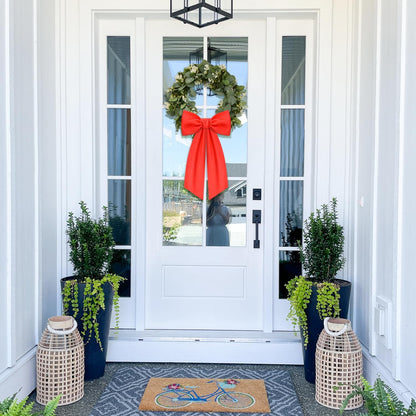 Regine Switzerland Red Wreath Sash - 2 Pcs Linen Ribbon Bow for Front Door & Porch Decor