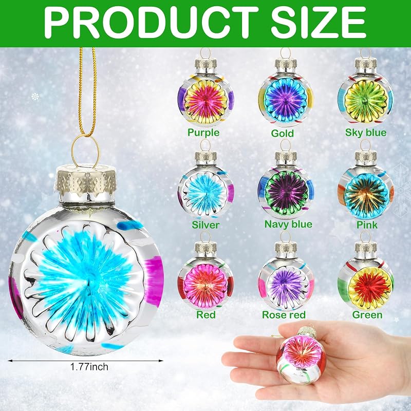 Elegant 9 Pcs 65mm Glass Christmas Ornaments - Retro Hemisphere Multicolor Set