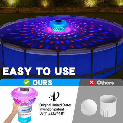 FineBud 2025 Solar Chlorine Floater - Colorful Light & Adjustable Flow for Pools & Hot Tubs