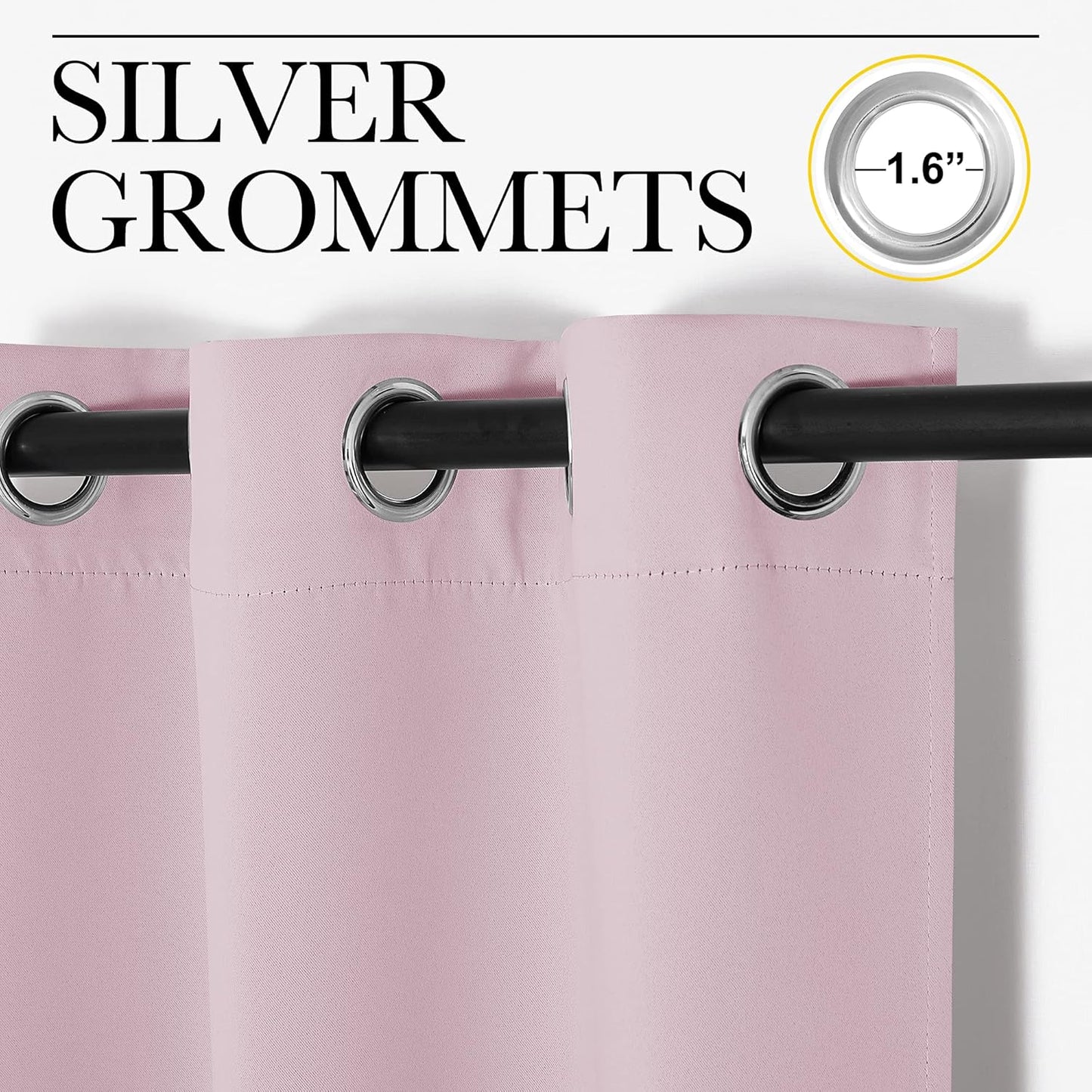 NICETOWN Baby Pink Blackout Curtains - Thermal Insulated 102" Long Drapes for Large Windows | 2 Panels, 55" Wide