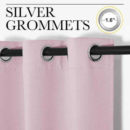 NICETOWN Baby Pink Blackout Curtains - Thermal Insulated 102" Long Drapes for Large Windows | 2 Panels, 55" Wide