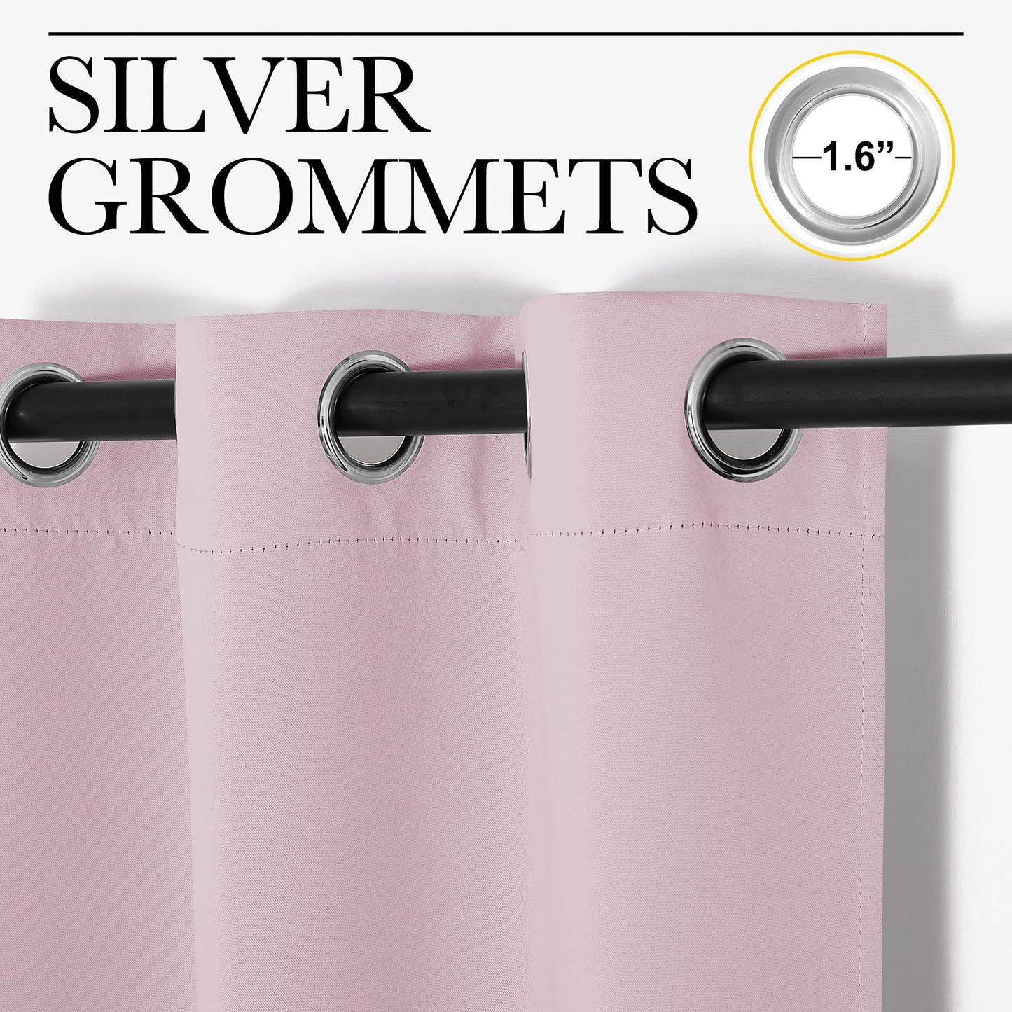 NICETOWN Baby Pink Blackout Curtains 120 inches Length for Living Room, 2 Panels, 55" Wide, Thermal Insulated Long Drapes for Large Window