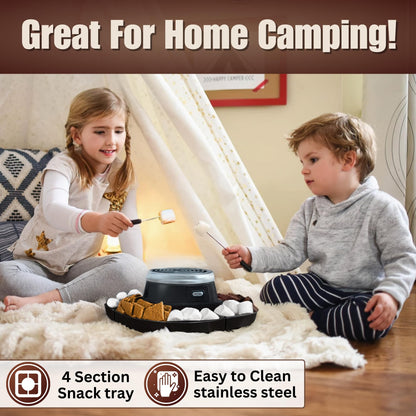 S'MORES GALORE™ Electric Smores Maker Tabletop Indoor - Perfect Family Smore Maker All Year Long - Indoor Marshmallow Roaster Smores Kit & Serving Tray - Electric S'mores Maker w/4 Skewers