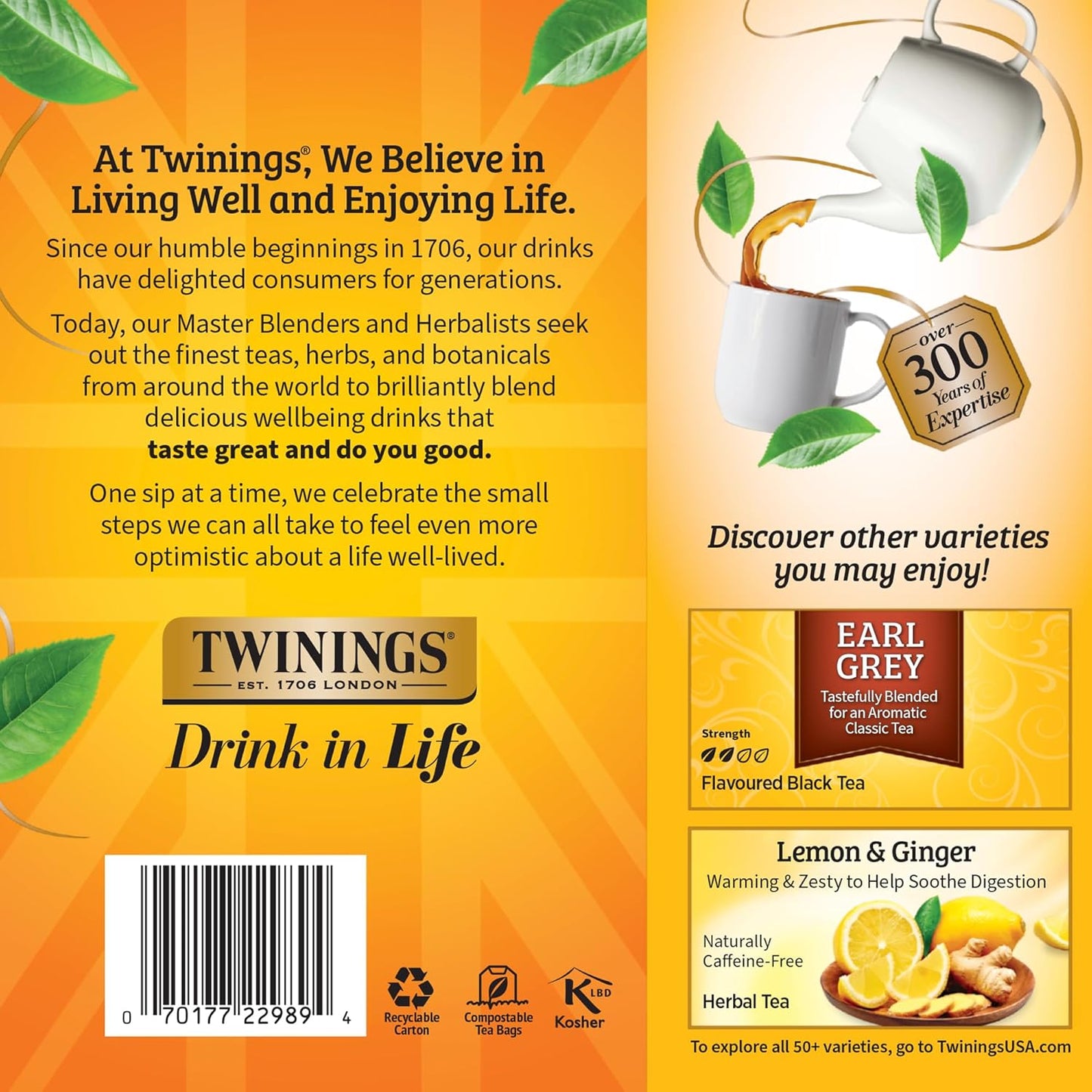 Twinings Lady Grey Black Tea - Individually Wrapped 100 Count | Fresh Orange & Lemon Peel Flavor, Enjoy Hot or Iced