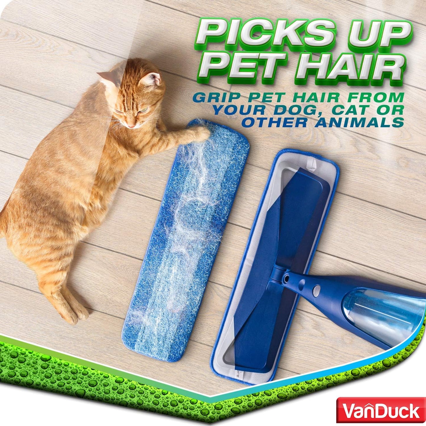 VanDuck Microfiber Mop Pads - 3 Pack Compatible with Bona Mop for 18-Inch Hardwood Floor Cleaning