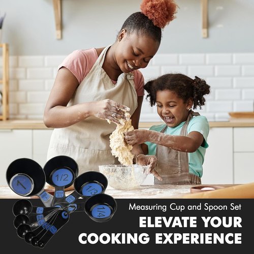 Chef Craft Measuring Cup Set - Easy-To-Read Plastic Design | 10-Piece Set in Blue