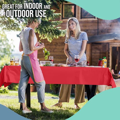 Exquisite Party Red Plastic Table Cover Roll - Premium 0.5 MIL Thick, 40" x 300' - 4 Pack Disposable Tablecloths