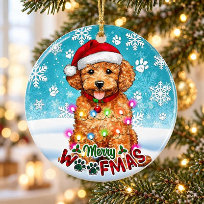 Poodle Woofmas Christmas Ornament - 2.9 Inch Ceramic Gift for Dog Lovers