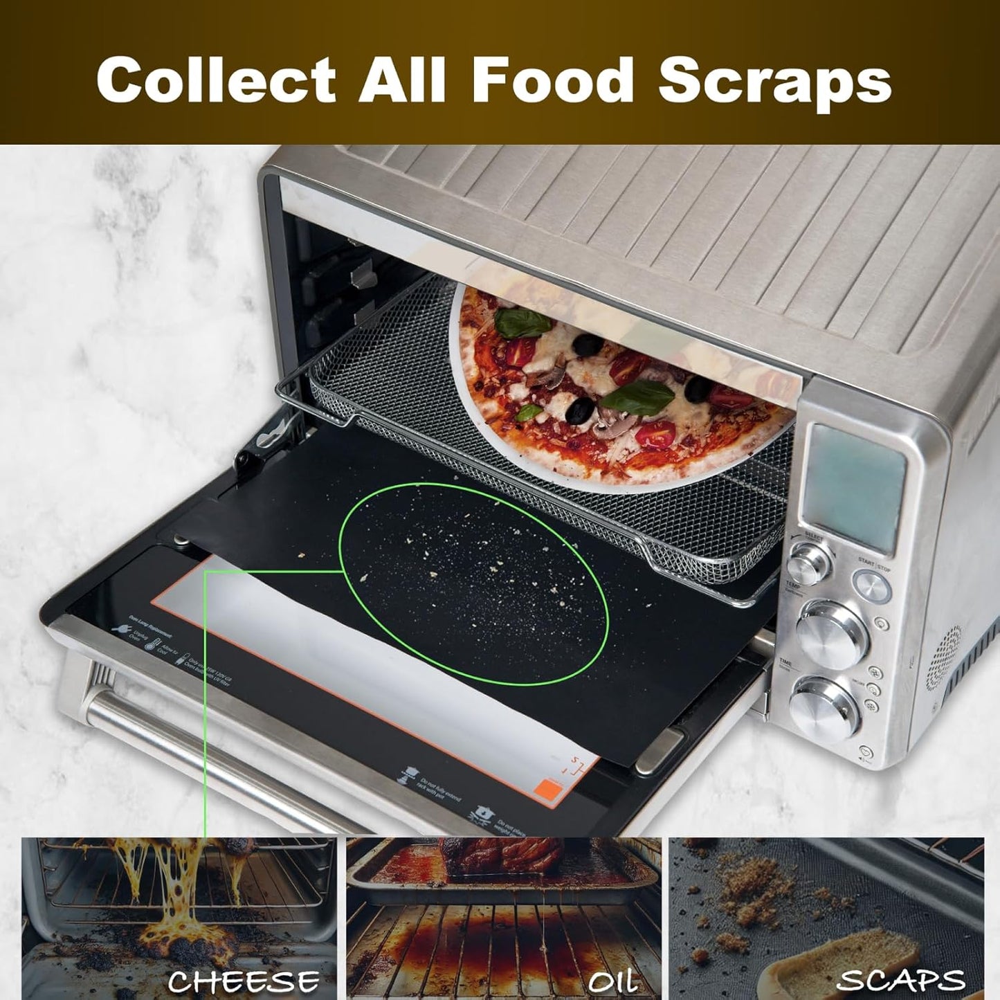 Nuwave Air Fryer Liners - Reusable Baking Mats for 30-QT XL Capacity Toaster Oven | 4 Pack