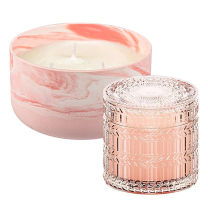 Hidden Label Rose & Sandalwood Scented Soy Candle – Ceramic Jar, Wood Wick, 14.8oz