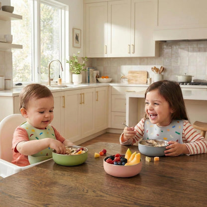 Monkey Proof™ Child Bowl Set - Non-Toxic Stainless Steel with Non-Slip Silicone Shell | 5” Multi-Color, Unbreakable & Mess-Free Feeding for Kids