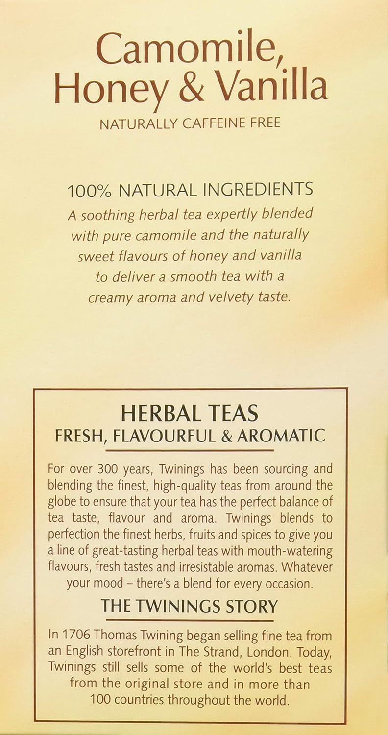 Twinings Herbal Tea - Chamomile Honey & Vanilla Blend | 20 Soothing Tea Bags