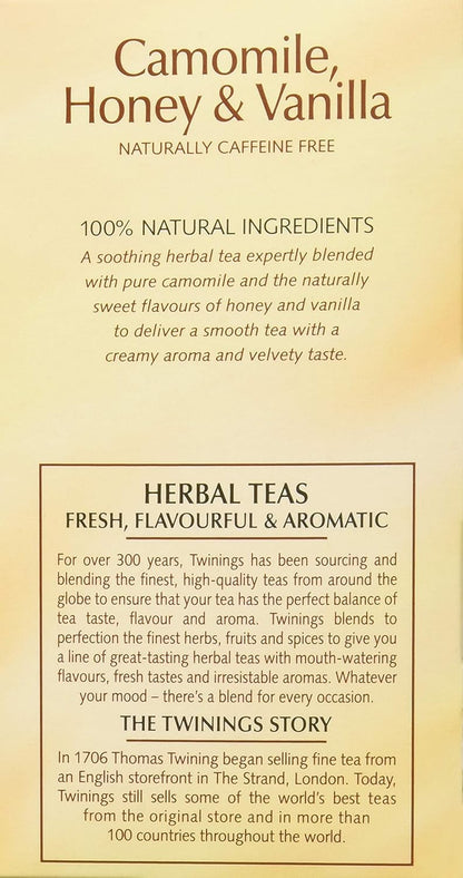 Twinings Herbal Tea - Chamomile Honey & Vanilla Blend | 20 Soothing Tea Bags