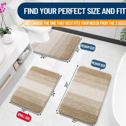 OLANLY Bathroom Rugs Mat 34x21, Extra Soft Absorbent Microfiber Bath Rugs, Rubber Backing, Quick Dry, Machine Washable Bath Mats for Bathroom Floor, Tub and Shower, Home Decor Accessories, Tan