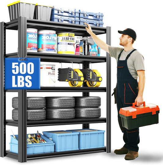 Regine Switzerland Heavy Duty Garage Shelving - 2500 LBS Capacity, Adjustable 5-Tier Metal Unit | 72"H x 35.4"W x 15.7"D