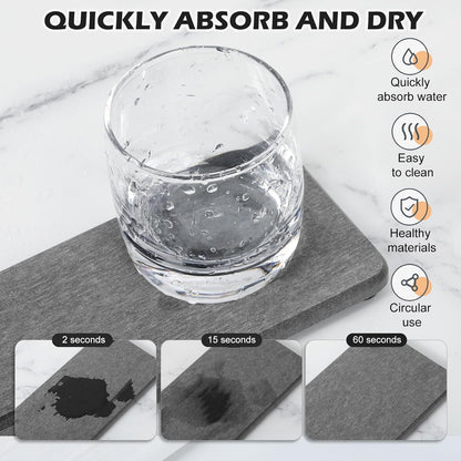 Skiennix Water Absorbing Stone Tray - Fast Drying Diatomite Coasters for Kitchen & Bathroom | 4PCS Set