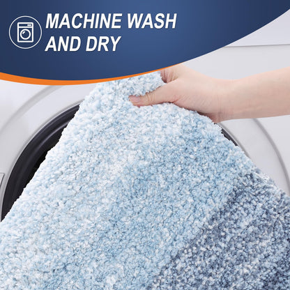 OLANLY Large Bathroom Rugs Mat 40x24, Extra Soft Absorbent Microfiber Bath Rugs, Rubber Backing, Quick Dry, Machine Washable Bath Mats for Bathroom Floor, Tub and Shower, Home Decor Accessories, Blue
