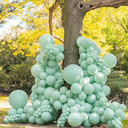 Skiennix Mint Green Balloon Set - 120 Latex Balloons in 5 Sizes for Birthday & Wedding Decor
