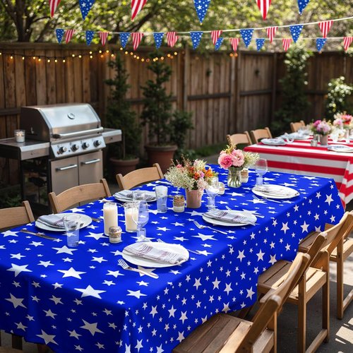 American Flag Party Decorations Set by [Brand Name] - Patriotic Theme Kit for 4th of July & Election Day, Includes 2 Disposable Plastic Tablecloths