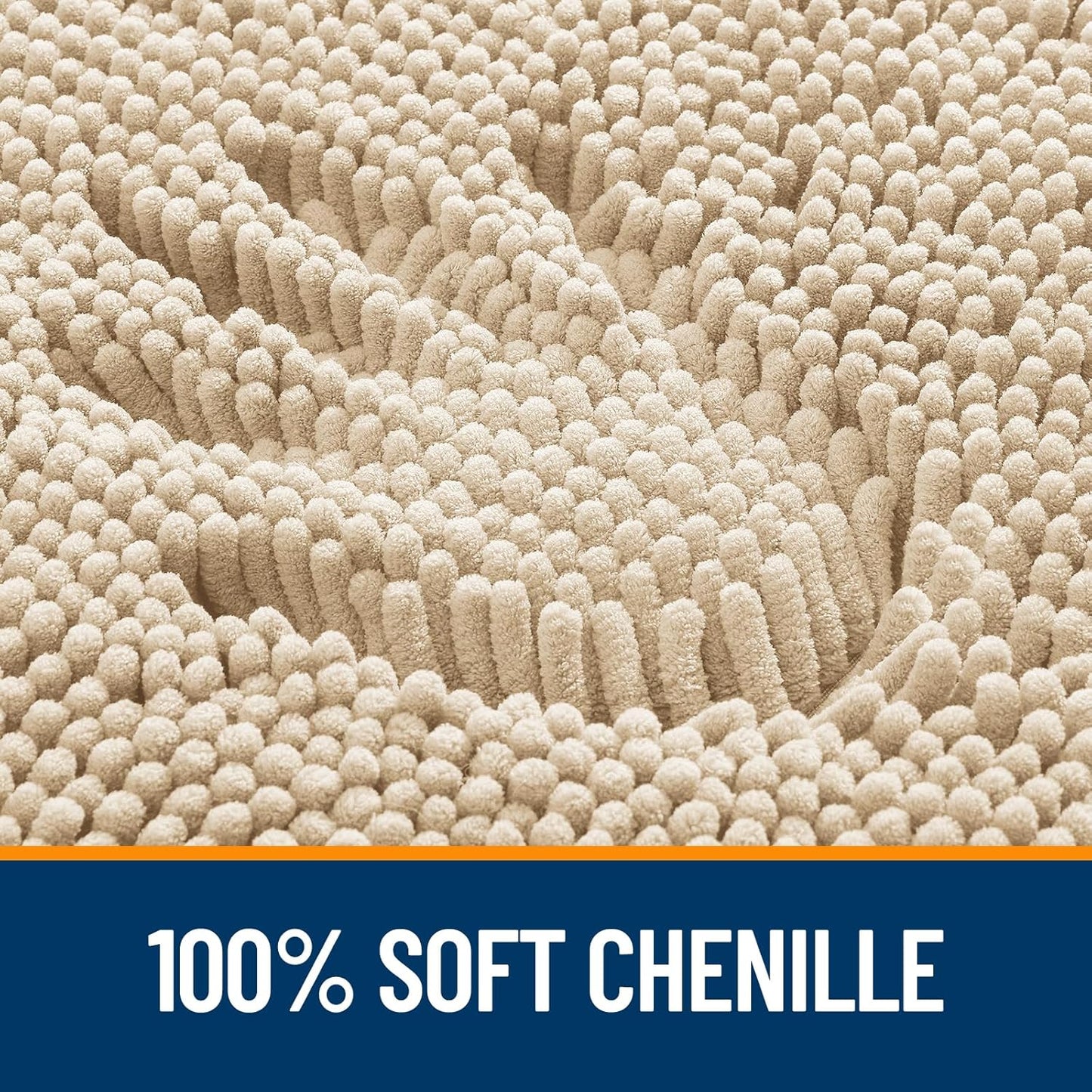 OLANLY Bathroom Rugs - Extra Soft Chenille Bath Mats with Rubber Backing | 36x24, Quick Dry, Beige