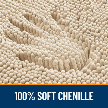 OLANLY Bathroom Rugs 45x27, Extra Soft Absorbent Chenille Bath Rugs, Rubber Backing Quick Dry, Machine Washable Bath Mats for Bathroom Floor, Tub and Shower, Home Decor Accessories, Beige