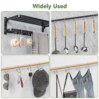 Goowin Shower Curtain Hooks, Simple Shower Curtain Rings, Sturdy Shower Curtain Hangers, Double Hook Shower Curtain Hooks, Smooth Gliding Metal Shower Hooks for Shower Curtain (Chrome, 12 Pack)