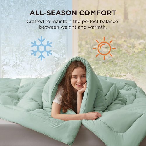 Bedsure Comforter Duvet Insert - All-Season King Size Quilted Down Alternative Bedding, Sage Green 90 x 102 Inches