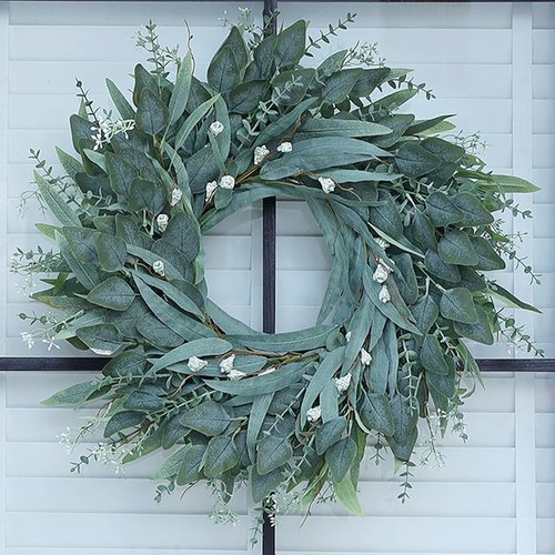 Eucalyptus Wreath - 26" Large Artificial Greenery for Front Door | All-Season Home Decor (Green)