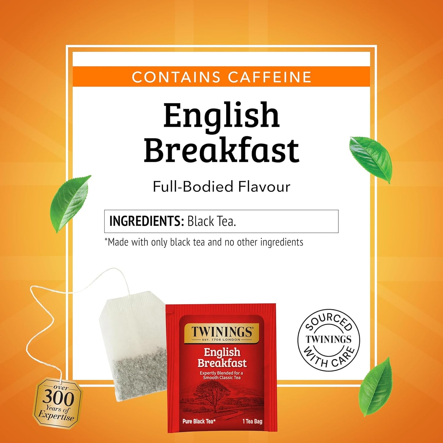 Twinings English Breakfast Black Tea - Flavorful & Robust Caffeinated Bags | 20 Count (Pack of 6)