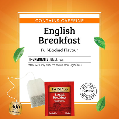 Twinings English Breakfast Black Tea - Flavorful & Robust Caffeinated Bags | 20 Count (Pack of 6)