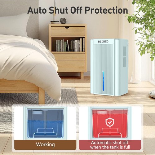 Dehumidifier 95OZ by [Brand Name] - Quiet 1000 Sq.Ft Home Unit with Auto Shut Off & 7 Color Ambient Light | Pale Turquoise