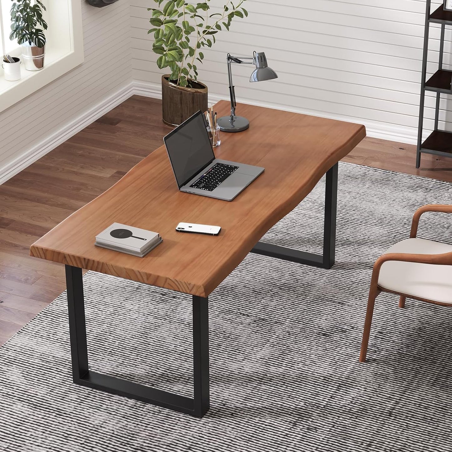 Skiennix Solid Wood Office Desk - Stylish & Durable Design | Multi-Size Options for Home or Work (Tan, 55.12 in)