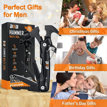 BIIB 12-in-1 Hammer Multitool - Ultimate Gift for Men | Perfect for Father's Day, Birthdays, Camping Essentials