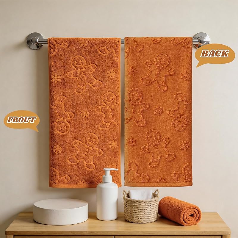 Christmas Gingerbread Hand Towels Set - 3 Pack 14 x 30 in 100% Cotton