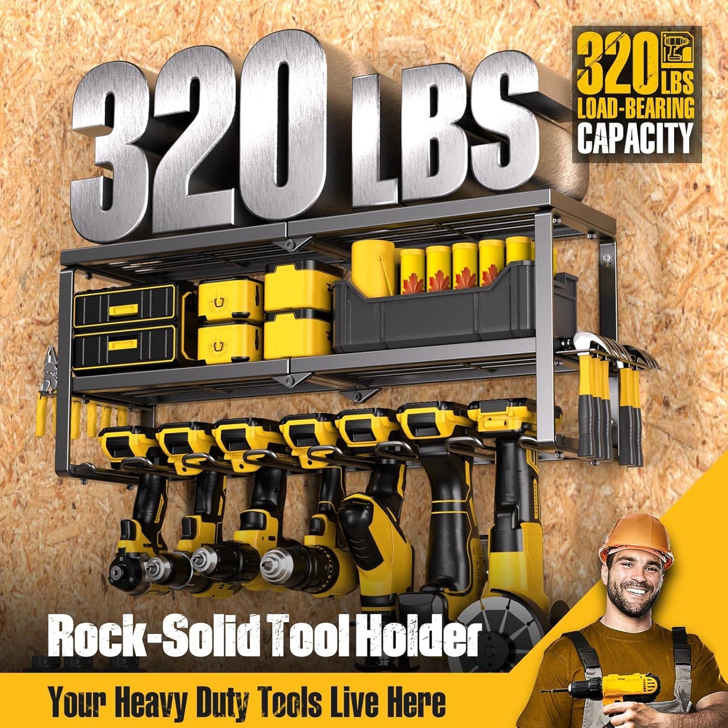 Spampur Tool Organizer - Heavy-Duty Wall-Mounted Drill Holder & Screwdriver Storage | Garage Tool Shelf