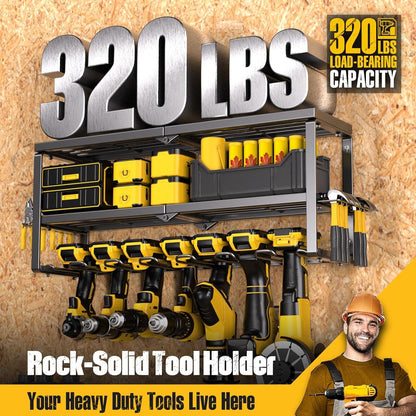 Spampur Tool Organizer - Heavy-Duty Wall-Mounted Drill Holder & Screwdriver Storage | Garage Tool Shelf
