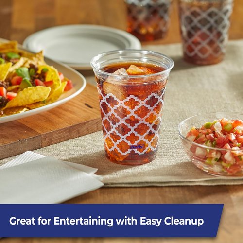 Hefty 18 Ounce Party Perfect Printed Clear Plastic Cups - 20 Count for Effortless Entertaining