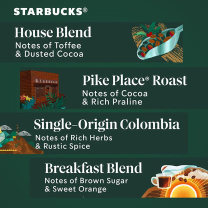 Starbucks K-Cup Coffee Pods - Medium Roast Variety Pack for Keurig | 100% Arabica, 96 Pods