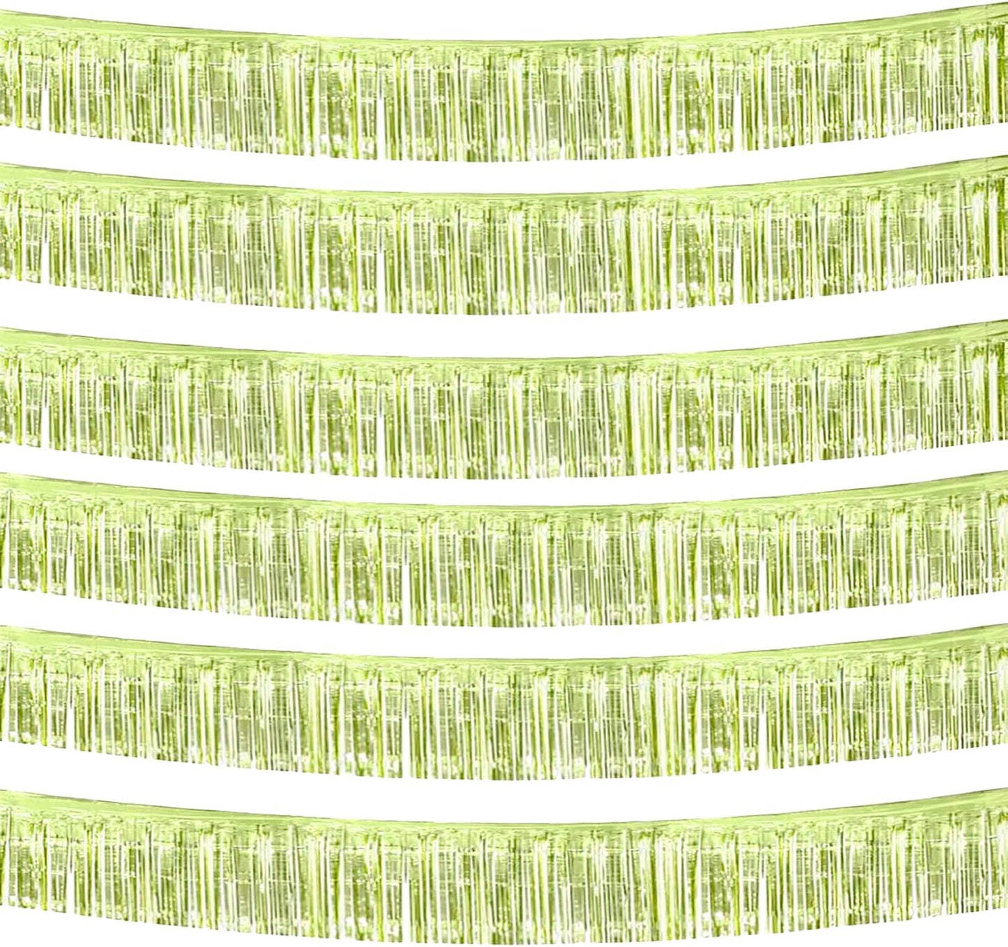 Skiennix 10 Feet Foil Fringe Garland - Metallic Tinsel Streamers for Party Decorations | Light Green 6 Pack