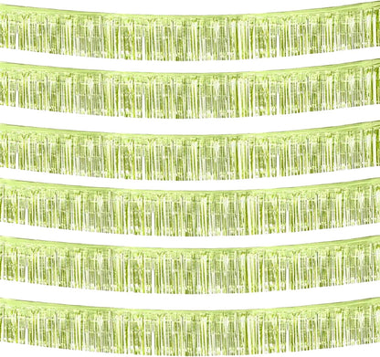 Skiennix 10 Feet Foil Fringe Garland - Metallic Tinsel Streamers for Party Decorations | Light Green 6 Pack