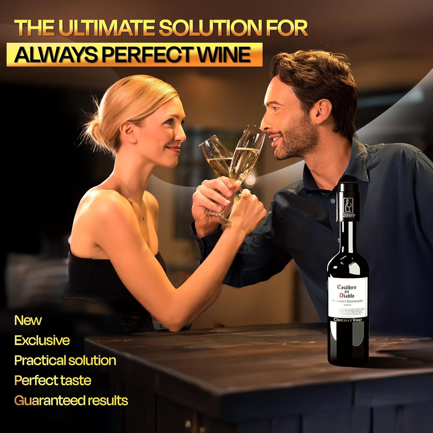 Wine Bottle Stopper with Vacuum Pump – Reusable Wine Saver That Preserves Freshness for Days – Universal Fit Wine Preserver, Bar & Kitchen Accessory