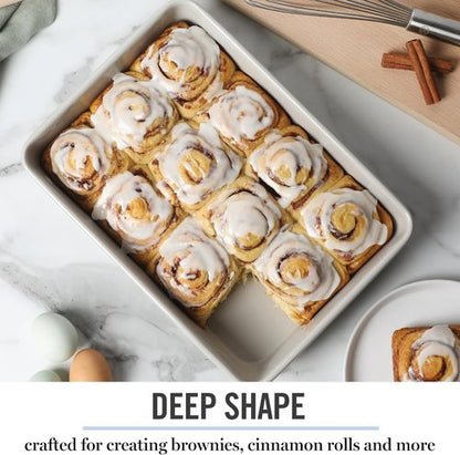 Martha Stewart Gallen Nonstick Carbon Steel Baking Pan - 13 x 9 Inch, Cool Grey, Durable Design for Easy Release