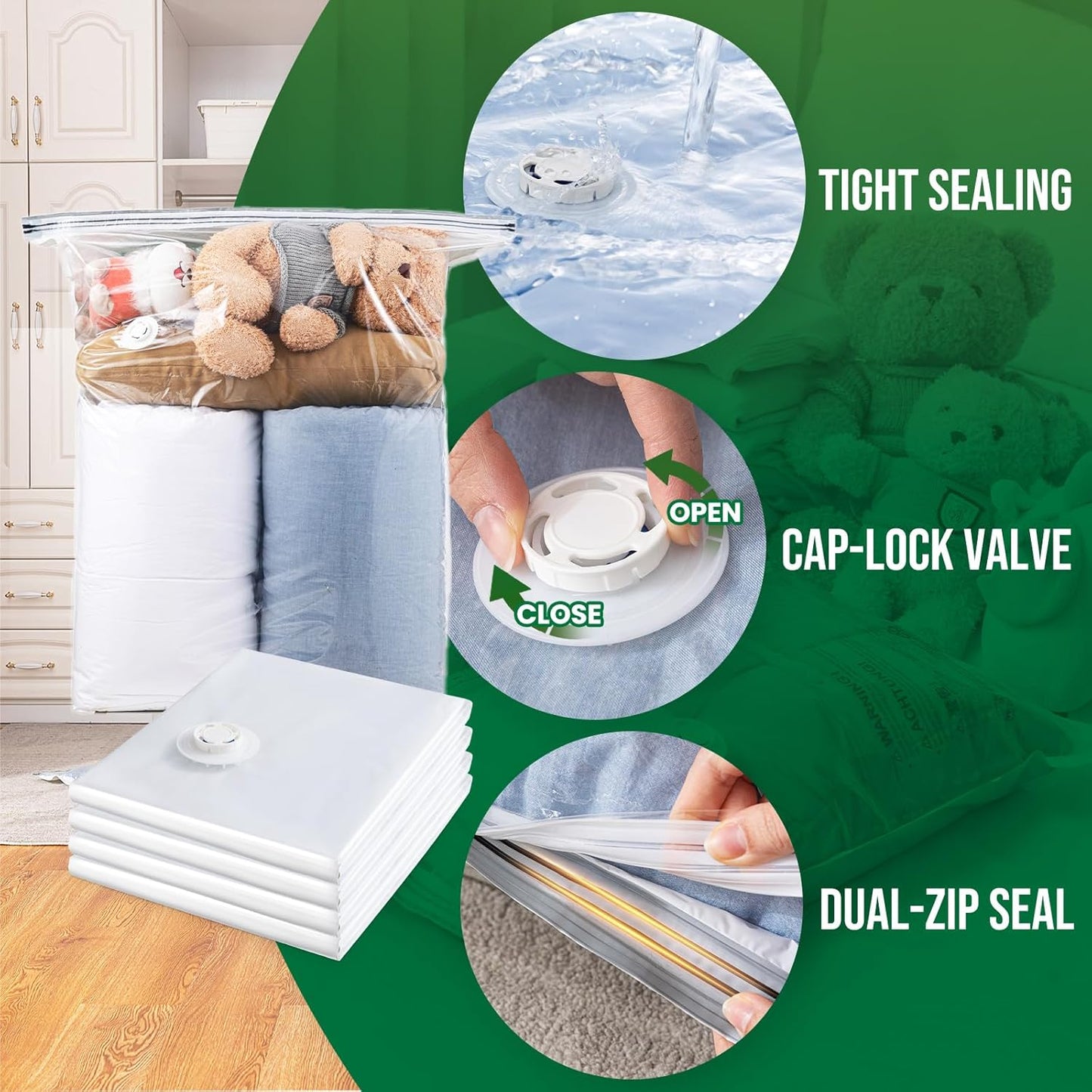 TAILI Jumbo Vacuum Storage Bags - 6 Pack Space-Saving Seal Bags for Clothing & Bedding (40x31 Inch)