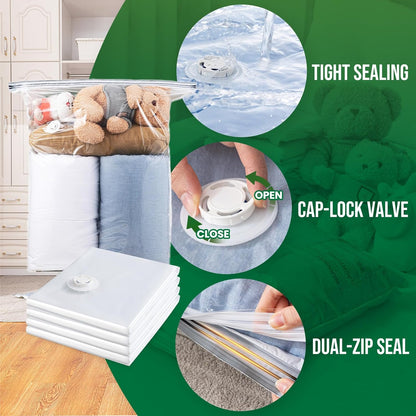 TAILI Jumbo Vacuum Storage Bags - 6 Pack Space-Saving Seal Bags for Clothing & Bedding (40x31 Inch)
